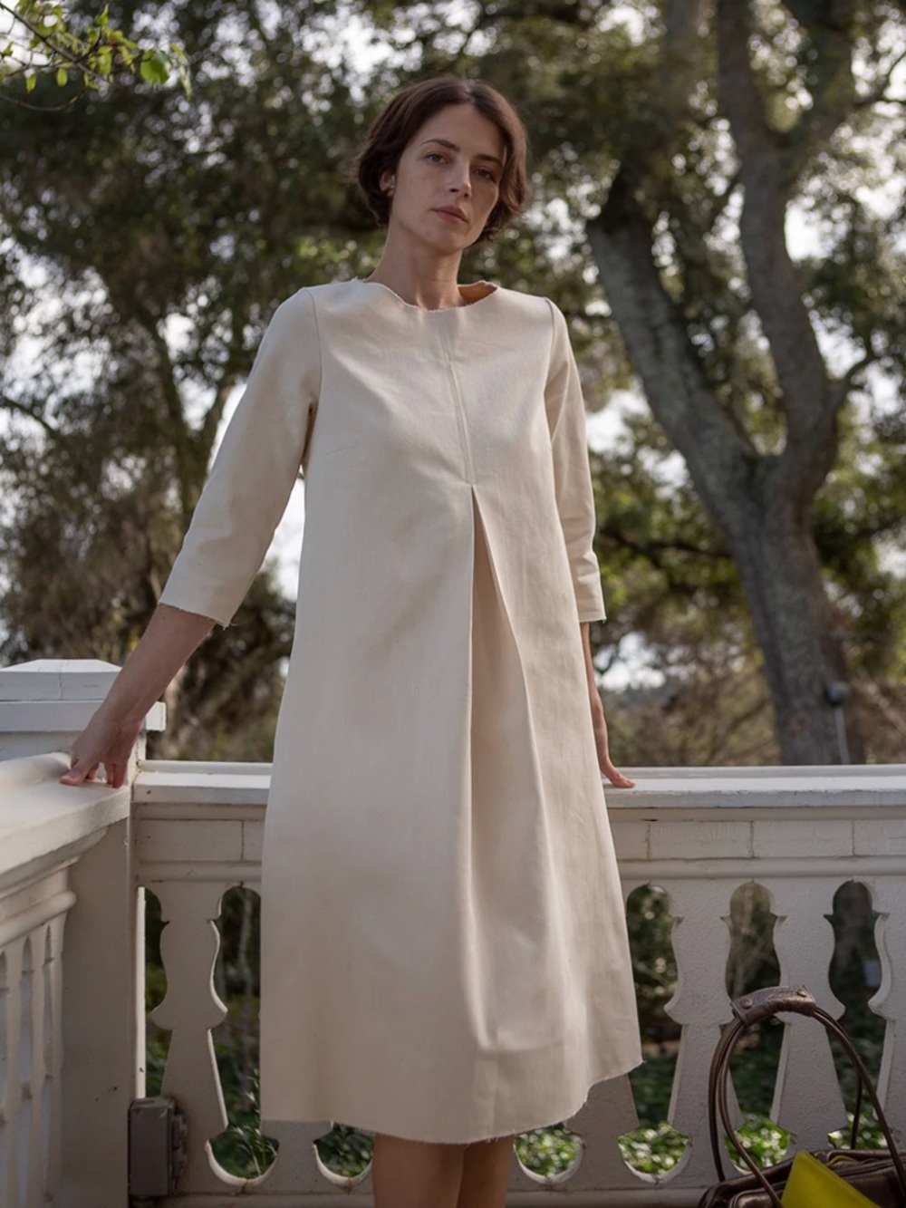 Erica Tanov RYE COTTON CANVAS DRESS in eggplant size 1 (small) - Picture 2 of 9